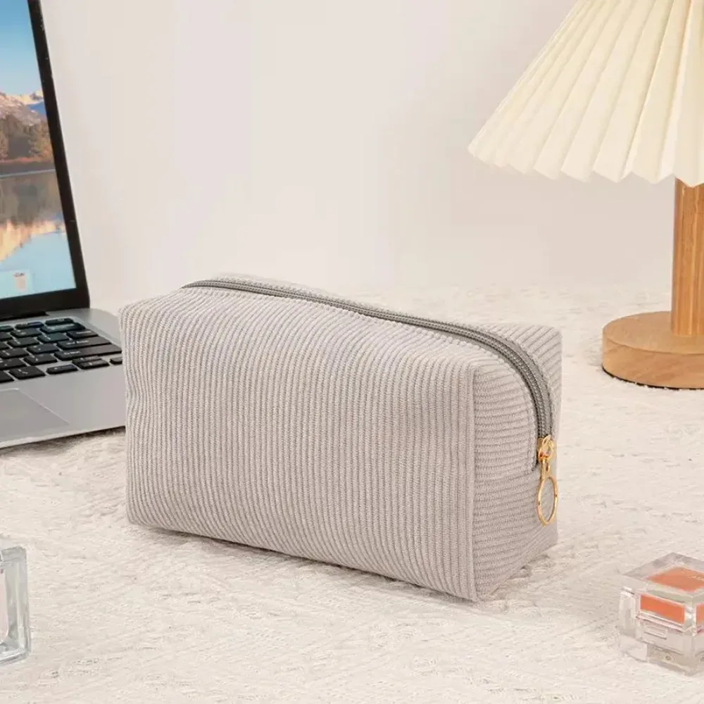 trousse de maquillage en velours côtelé de couleur unie – magnifique pochette doublée imperméable, utilisée pour les kits de cosmétiques, de soins de la peau et en déplacement
