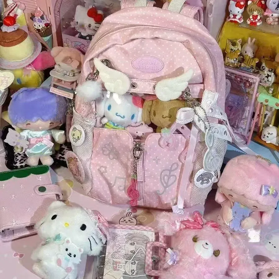 sac à dos harajuku ulzzang y2k ita bag à pois et étoiles, style décontracté et polyvalent, grande capacité pour femme