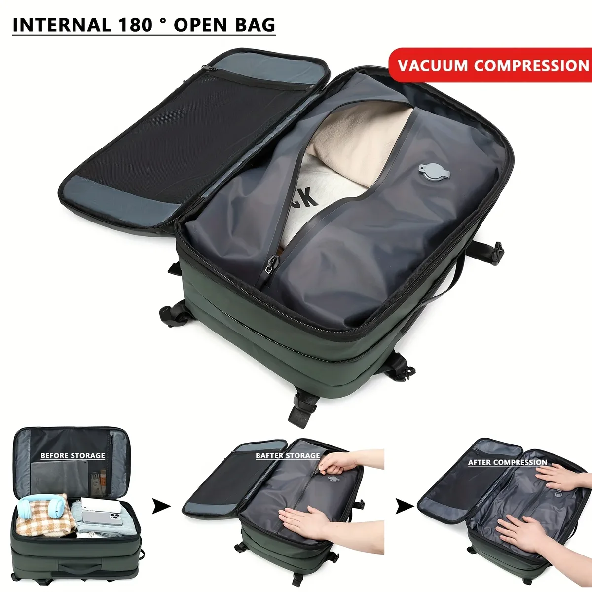 sac à dos transfrontalier grande capacité, sac de compression sous vide pour homme, élégant et simple, sac à dos de voyage extensible pour ordinateur