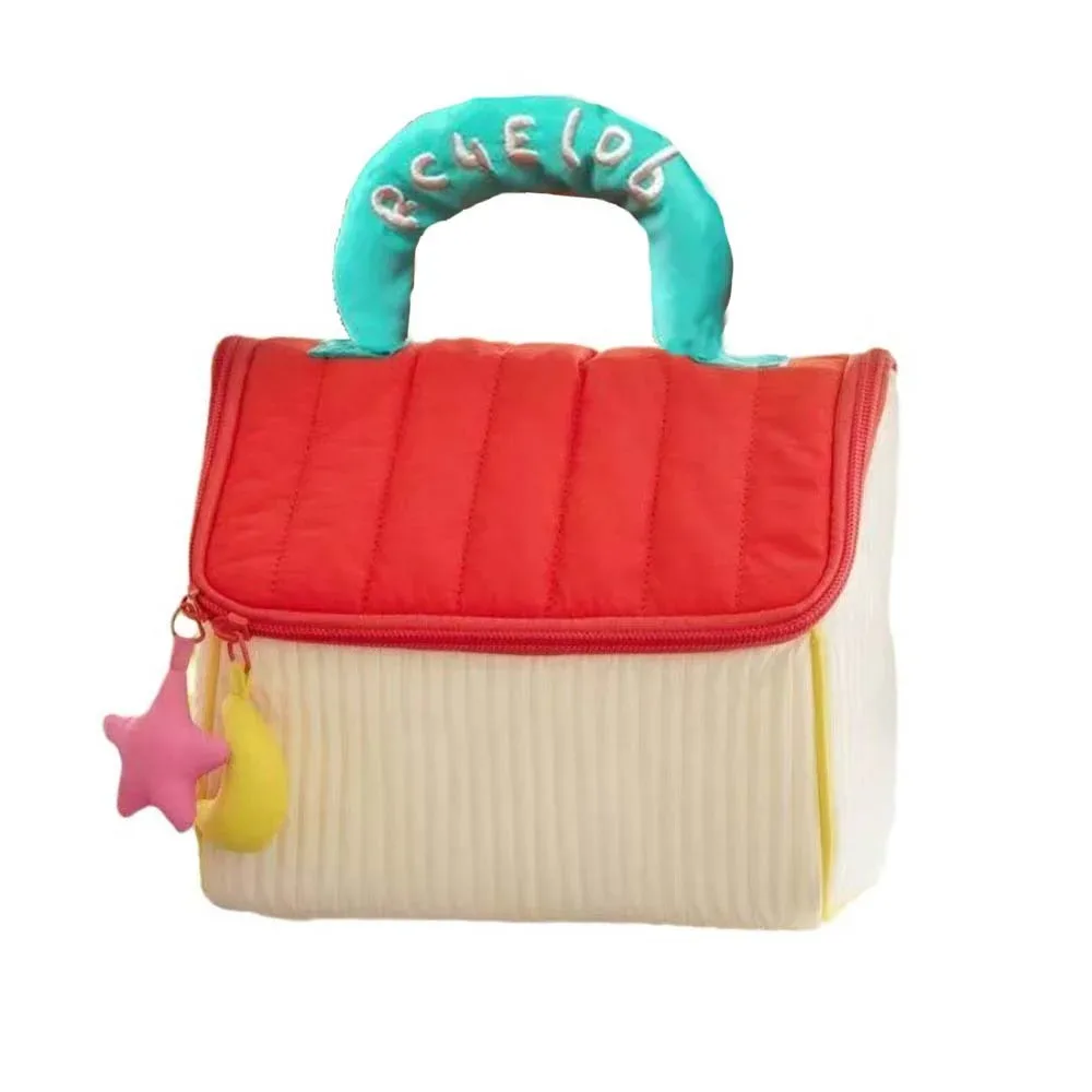 grande capacité, jolie trousse de maquillage en forme de cabane, étui à cosmétiques kawaii portable, sac de rangement carré à fermeture éclair pour voyage.