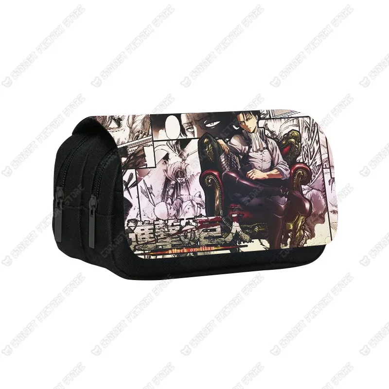trousse à cosmétiques shingeki no kyojin, sac à stylos, levi eren, boîte à crayons, porte-brosse, étuis scolaires, anime attack on titan