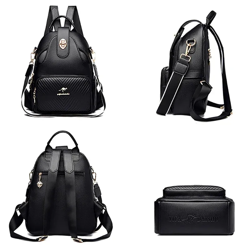 sac à dos en cuir souple pour femmes, sac à bandoulière de bonne qualité, marque de luxe célèbre, nouvelle collection 2024
