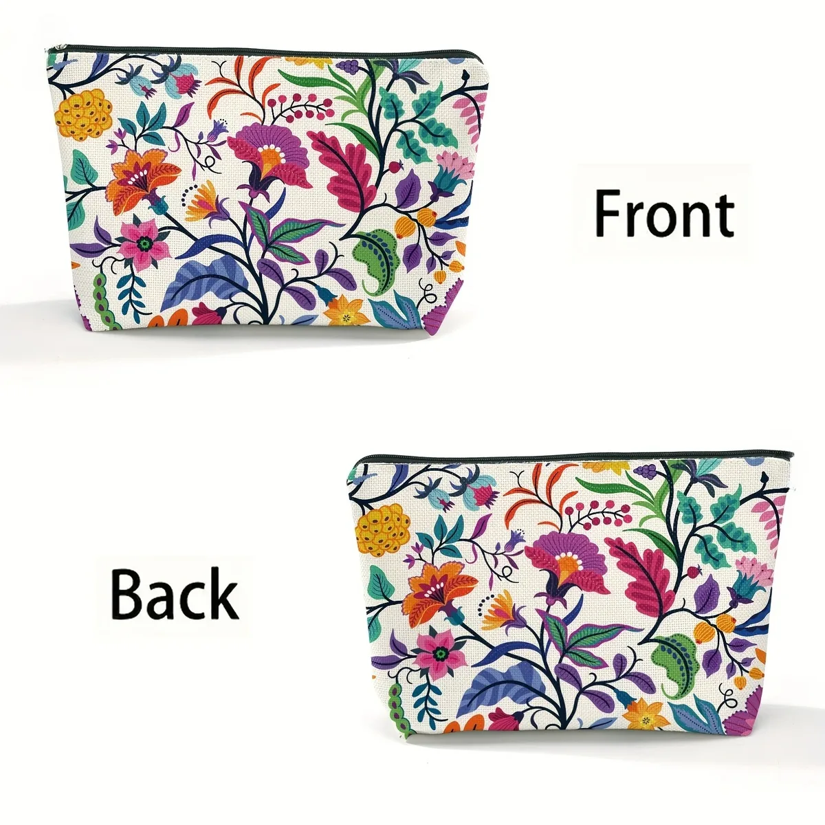 trousse de maquillage en forme de vigne boisée, fleurs paisley lumineuses, sac à cosmétiques imprimé, trousse de toilette en polyester durable pour voyage