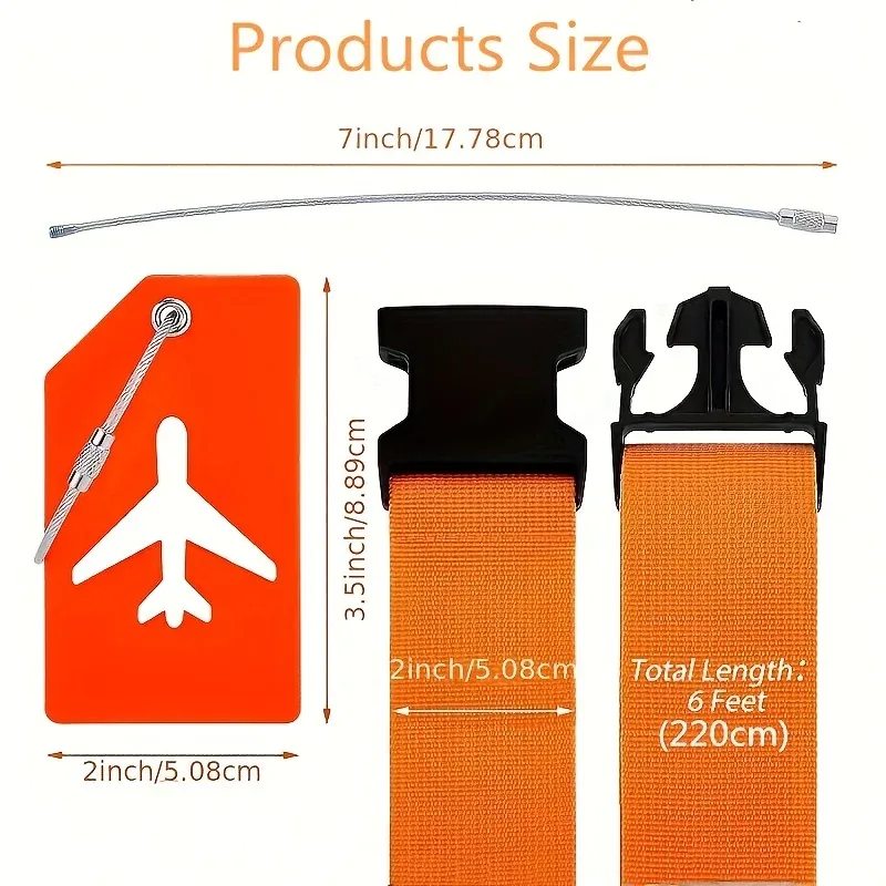 sangle bagage tissu couleur vibrante fixation orange noir voyage identification bagage belt boulon réglable prévention craquelures transport