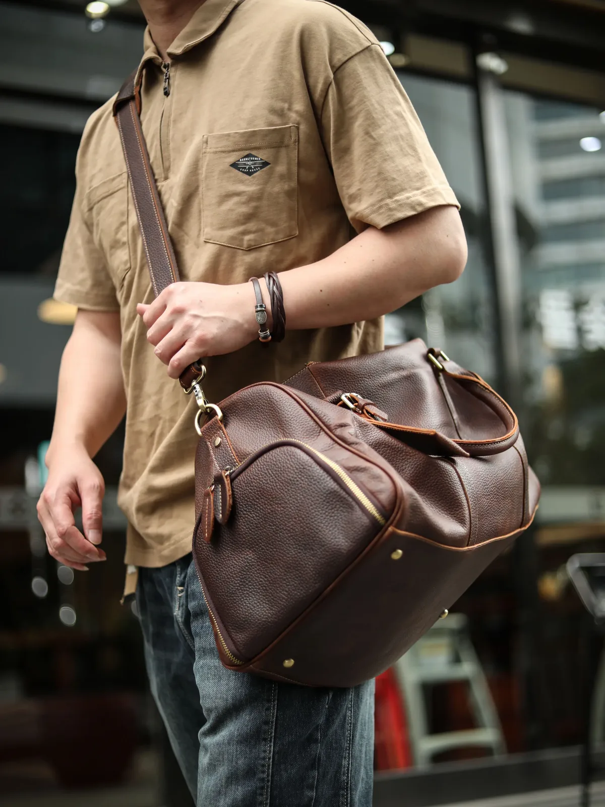 sac de voyage pour hommes en cuir de vache crazy horse, fait à la main, sac de sport pour le week-end, sac à main de grande capacité en cuir véritable