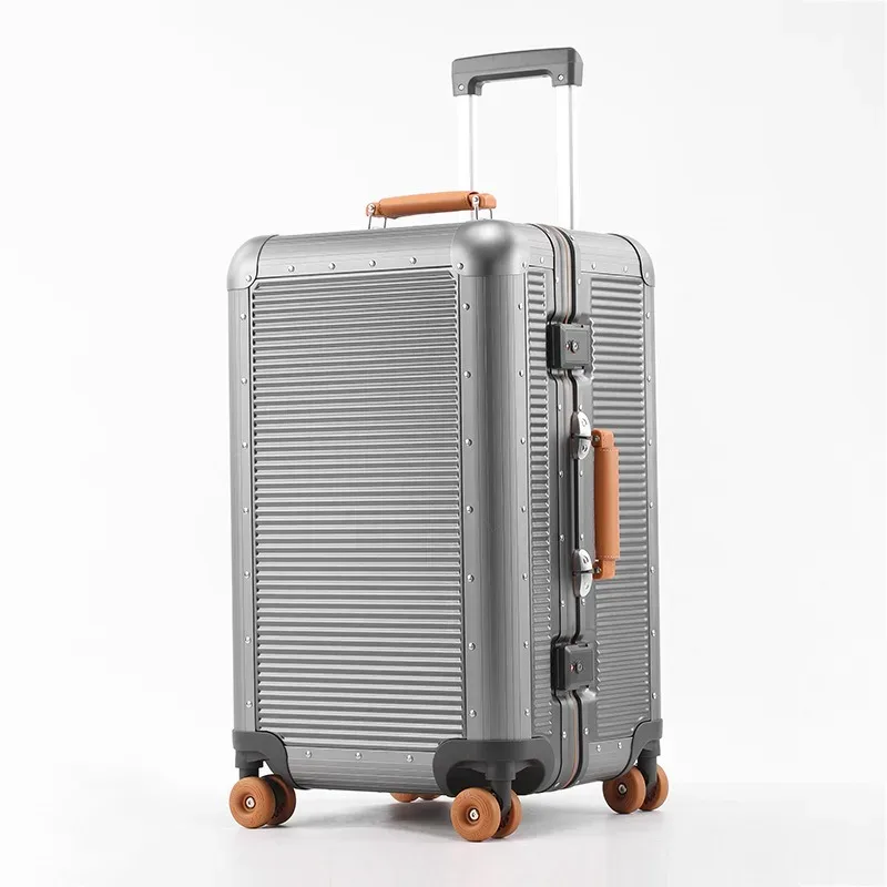 nouvelle valise 2026 avec cadre en aluminium, serrure tsa, sac de voyage à roulettes, matériau pc de haute qualité, bagage à roulettes 20/24/28 pouces