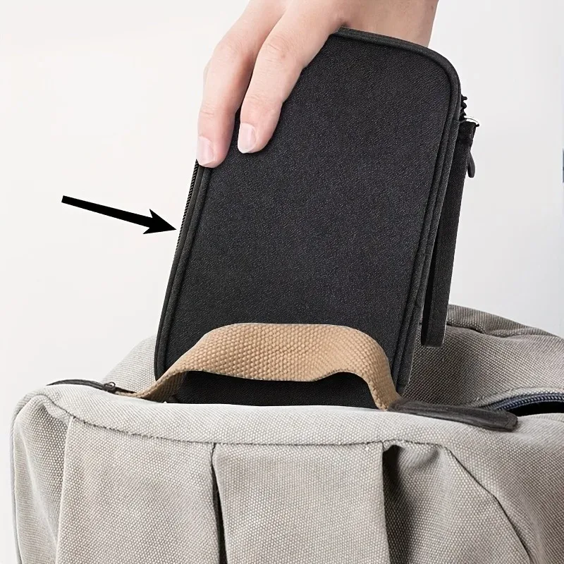 sac de rangement de voyage double couche, adapté au stockage de produits de toilette, d'accessoires cosmétiques, de câbles électroniques et de petits outils, 1 pièce