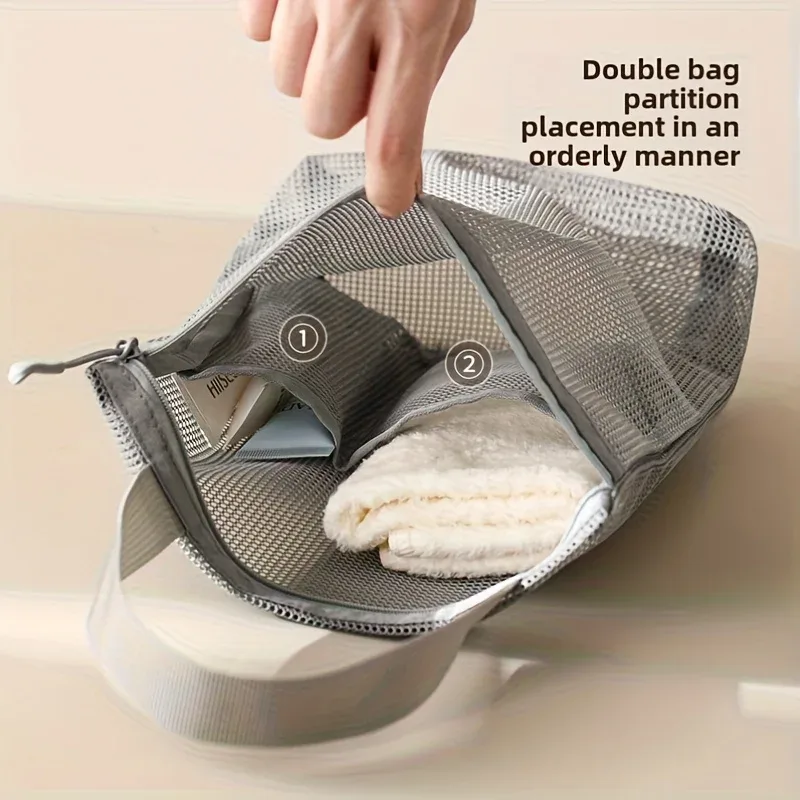 trousse de toilette de voyage en maille à séchage rapide – grande capacité, suspendue, organisateur de lavage portable pour hommes et femmes, idéale pour les voyages d'affaires