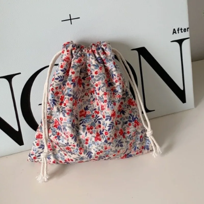 petit porte-monnaie cosmétique en velours côtelé pour femme, sac de rangement à cordon de proximité, fourre-tout à bijoux, sacs d'emballage en poudre, rouge à lèvres mignon