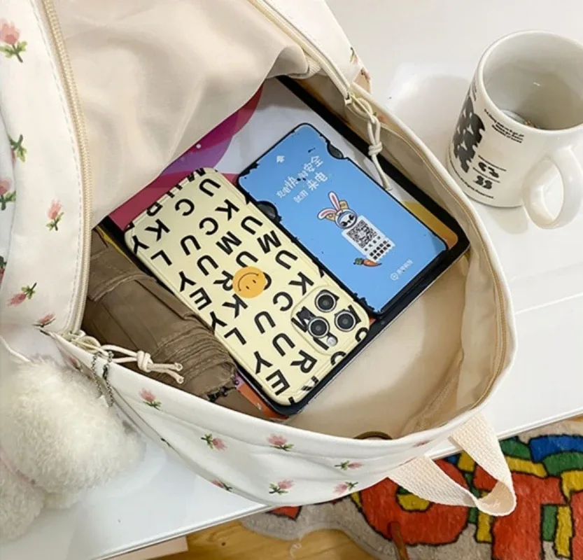 sac à dos personnalisé avec nom et petite fleur fragmentée, sacoche de voyage de grande capacité, style campus, pour femmes
