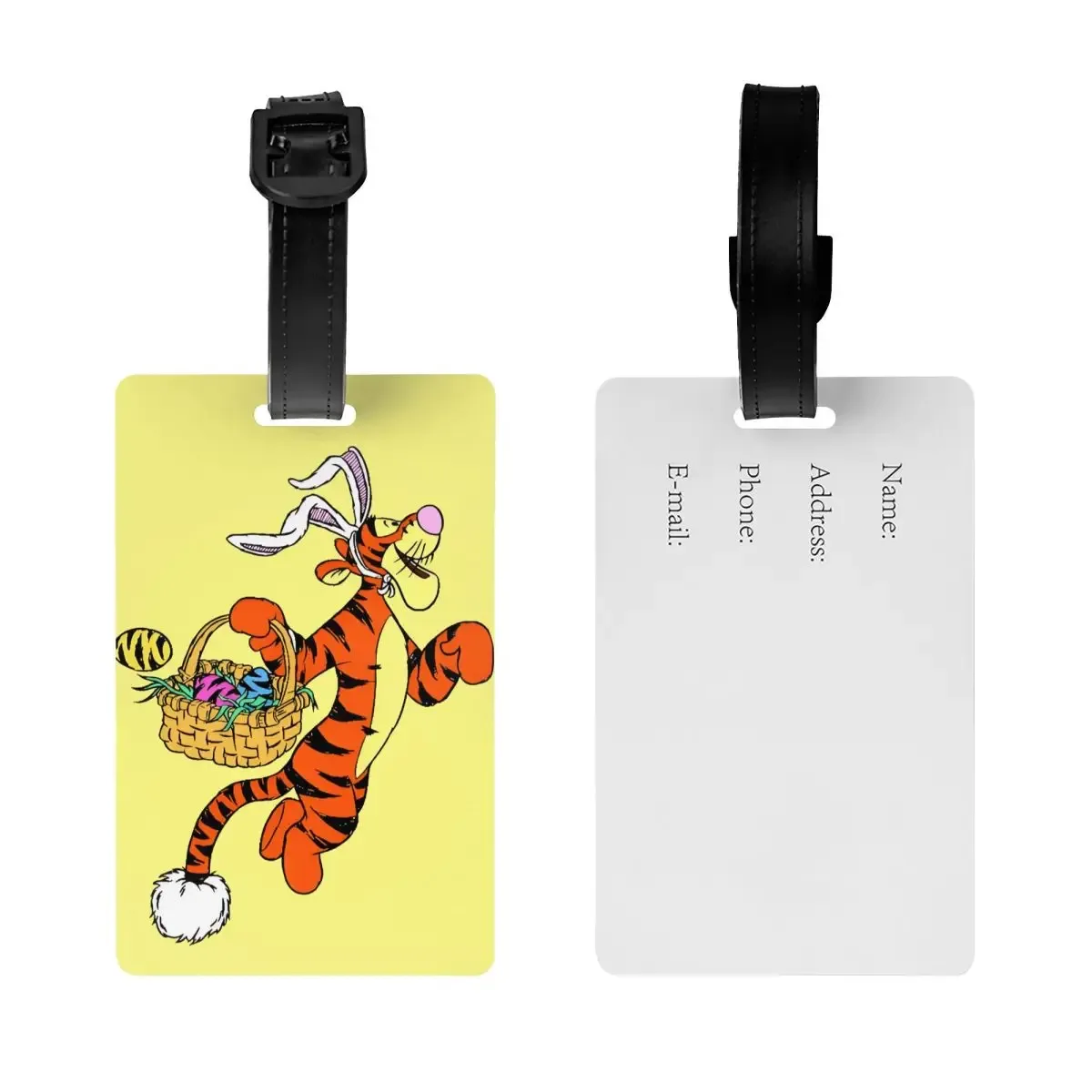 étiquette de bagage personnalisée avec dessin animé tigger et winnie l'ourson, protection de la vie privée, étiquettes de bagages, étiquettes de sac de voyage, étiquettes de valise