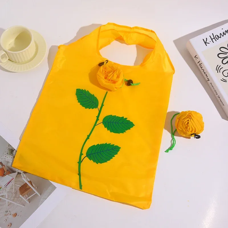 sac de courses pliable portable motif rose, grande capacité, sac fourre-tout léger et durable, sac de voyage, pochette de rangement