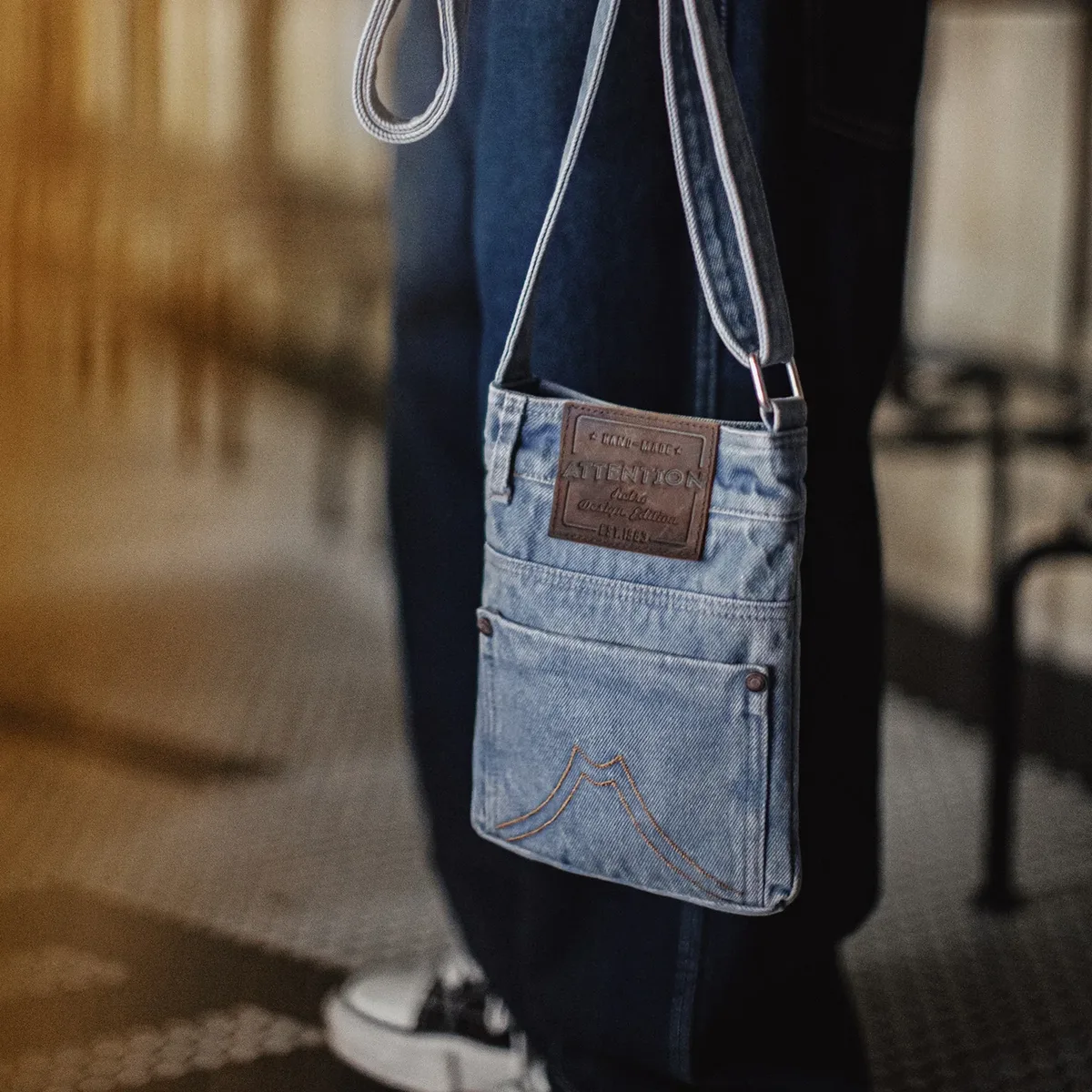 maden vintage lavé bleu denim sac à bandoulière unisexe toile sac de messager banlieue épaule fourre-tout et porte-monnaie pour un usage quotidien