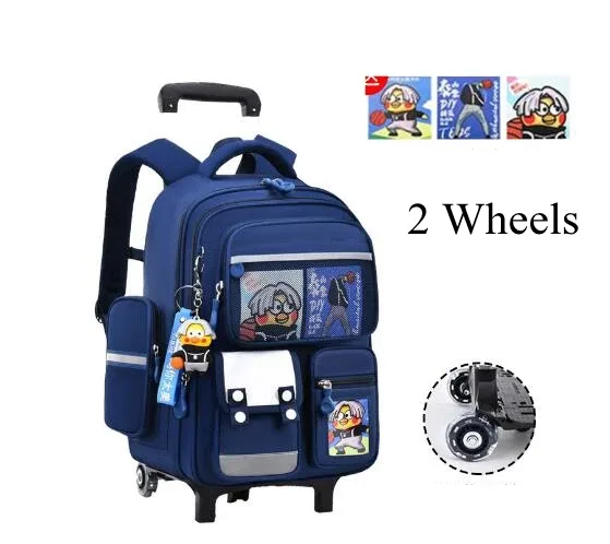 sac à dos d'école à roulettes pour filles et enfants, 17 pouces, 6 roues, sac à livres d'école primaire, sac à bagages à roulettes, sac à dos de chariot scolaire