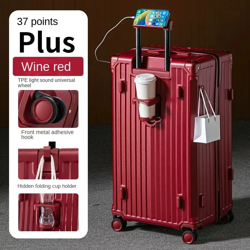 valise multifonctionnelle grande capacité 30 pouces, cadre en aluminium robuste et épaissi, valise de voyage à roulettes, bagage extra large