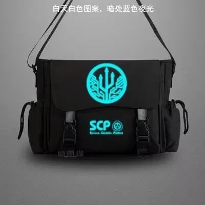 scp sécurisé conta sac de messager décontracté anime cosplay étudiant couverture lumineux sac à bandoulière pour hommes adolescents