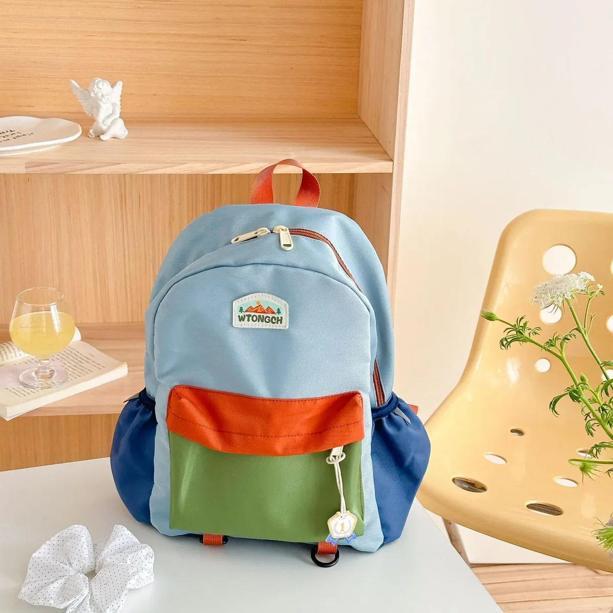 nouveau bloc de couleur enfants sac à dos léger sac d'école maternelle pour garçons filles voyage loisirs de plein air