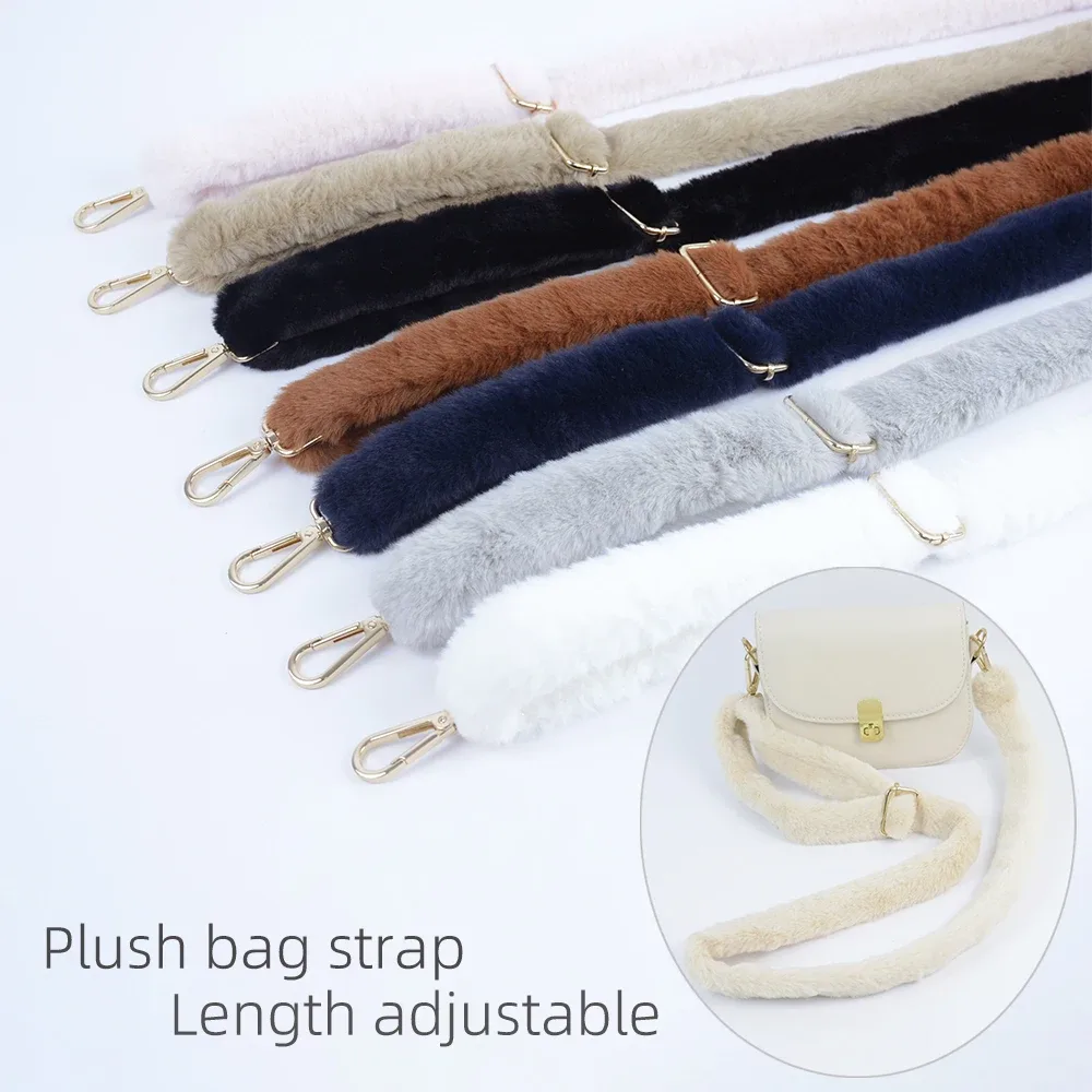 sangle de sac en peluche réglable, longue longueur chaude d'hiver, ceinture de remplacement en fourrure pour femmes, sacs à bandoulière, accessoires, 1 pièce