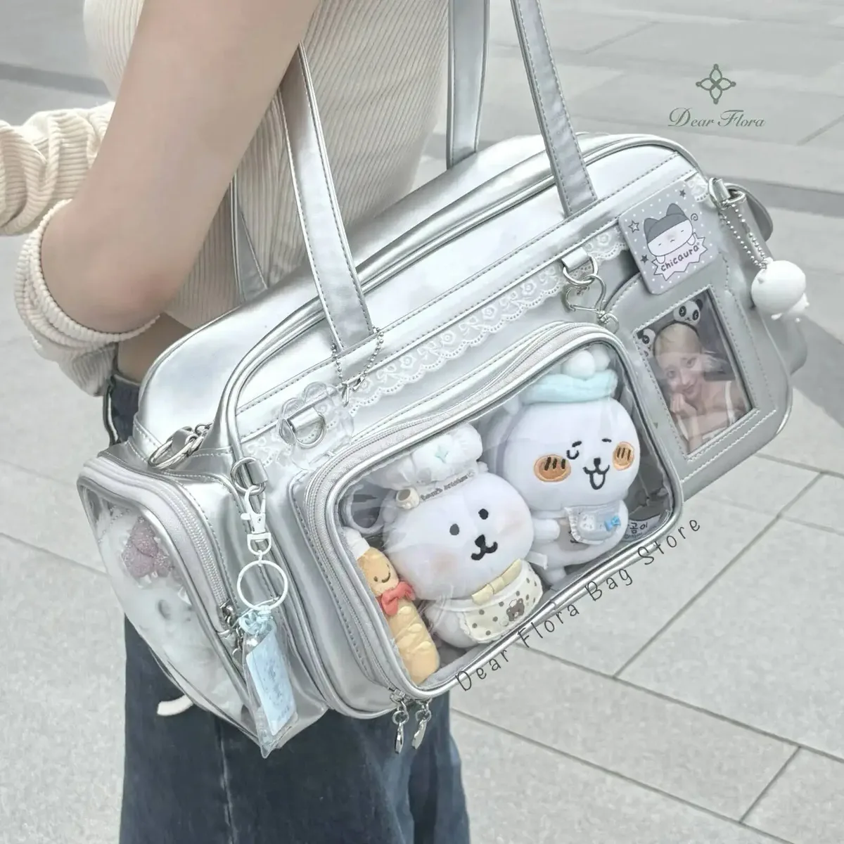 y2k nouveau sac ita de concert jk sac à bandoulière de grande capacité mignon fille sac à dos transparent exposition bricolage badge affichage sac à bandoulière