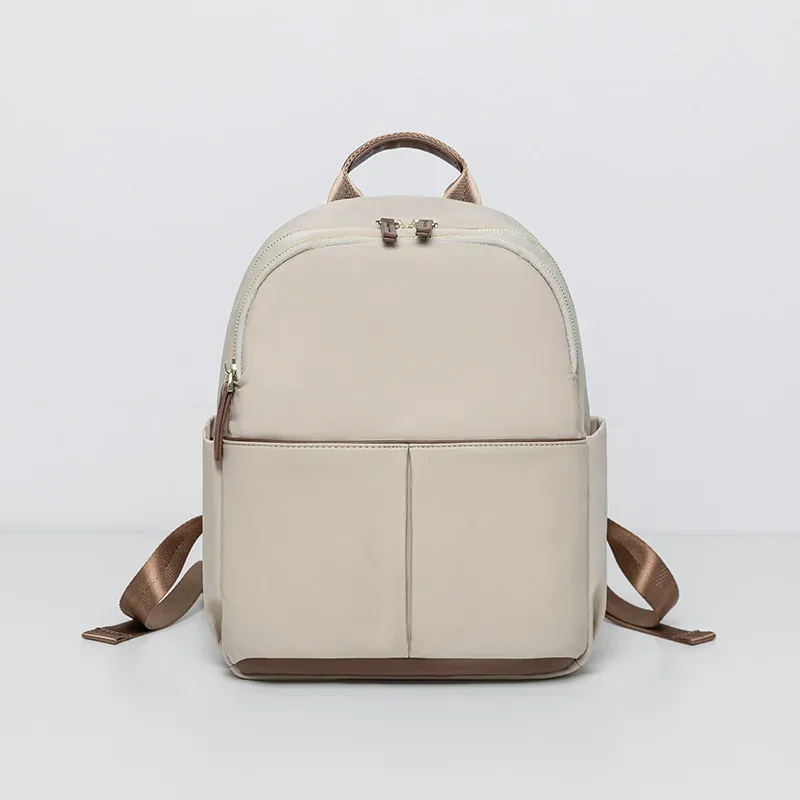 sac dos oxford universtitaire polyester beige bandoulière arquée fermeture éclair anti vol voyage femme journee ecole travail