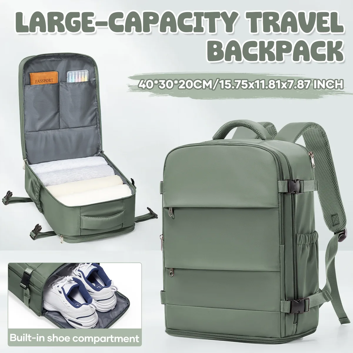 sac à dos de voyage pour femmes et hommes, bagage à main 40x30x20 pour ryanair, sac de voyage pour cabine, sac à dos pour l'université, sac pour ordinateur portable imperméable pour le travail