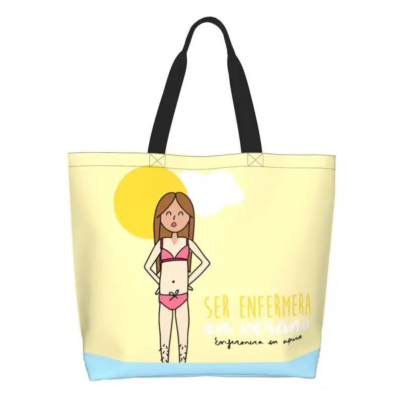 dessin animé médecin infirmière enfermera en apuros sacs d'épicerie grande capacité esthétique merch pour femme rue sac à bandoulière
