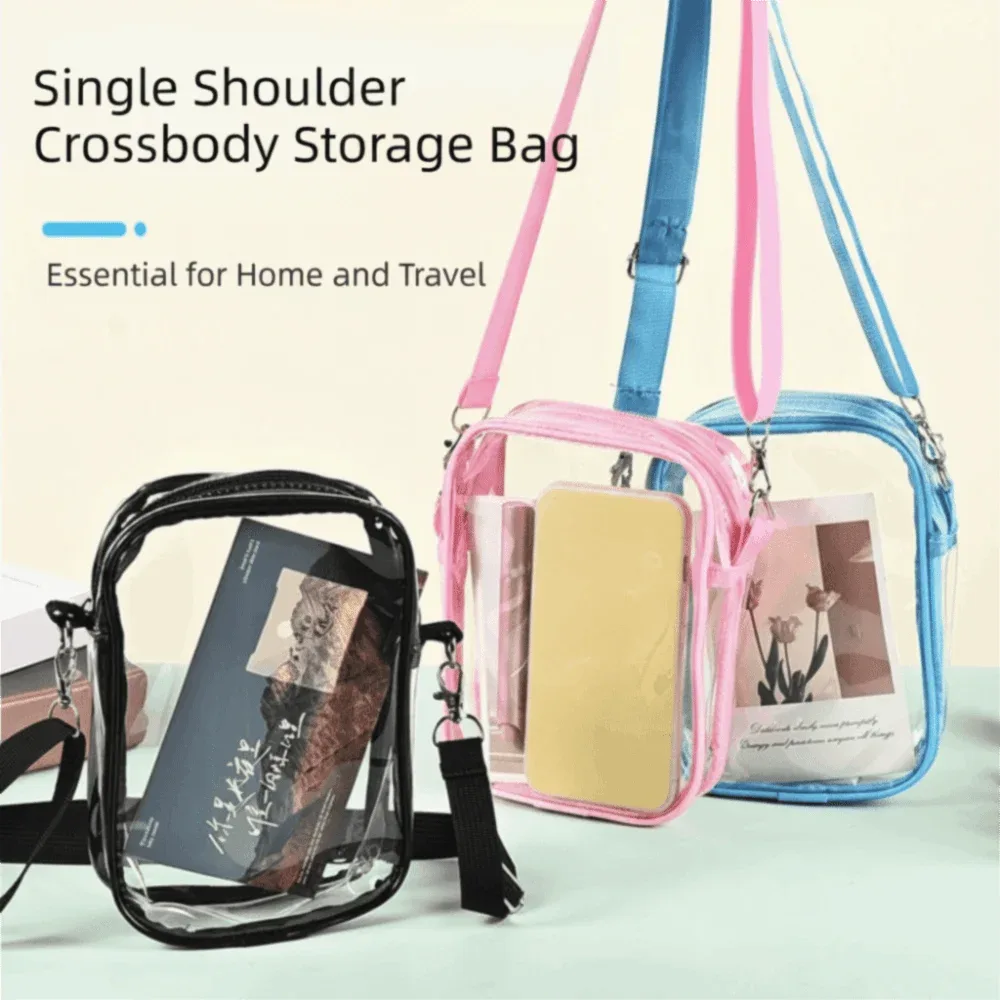 sac à bandoulière transparent en pvc pour usage décontracté, pochette de rangement transparente, sacoche simple pour téléphone, sac messager pour festival