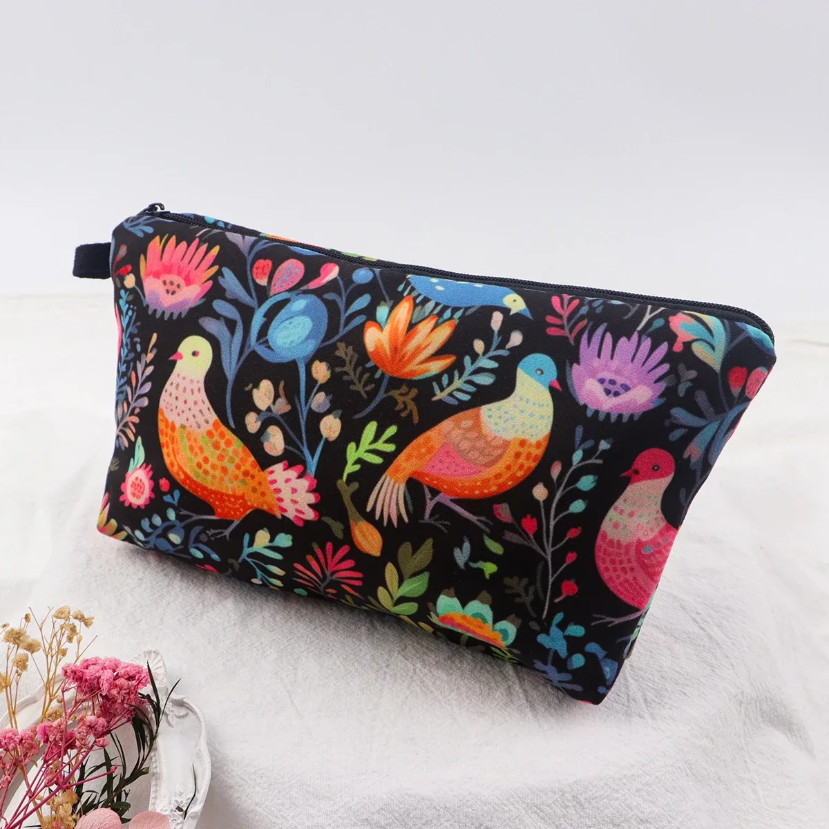 sac de rangement de voyage pour femmes, sac à cosmétiques, trousse de maquillage, trousse de maquillage, trousse de rouge à lèvres à fermeture éclair imprimée, chat mignon