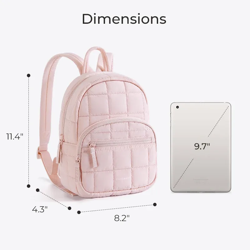 sac dos polyester rose pâle motif géométrique relief matelassé poches pratiques anti-vol organisation objet essentiels voyage