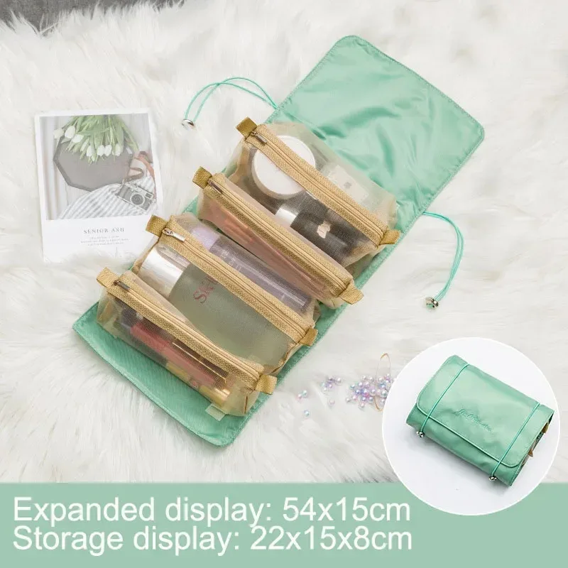 trousse de maquillage de voyage avec double fermeture éclair, grande capacité, organiseur de cosmétiques avec poignée, rangement portable pour articles de toilette pour femmes