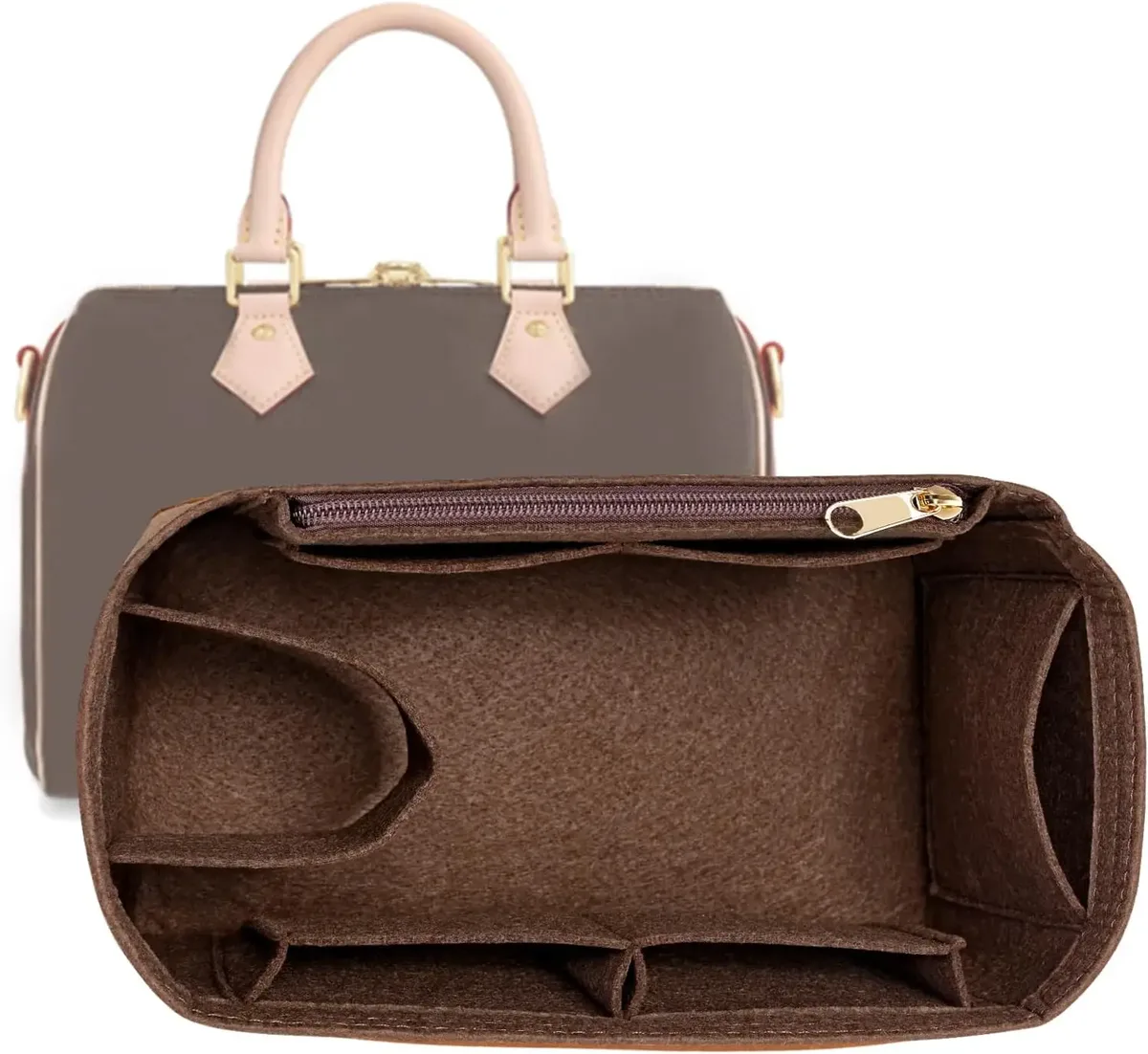 organisateur de sac à main à rabat en feutre pour lv speedy 25 30 35, sac intérieur de maquillage, sac à main de voyage, fourre-tout de rangement, accessoires