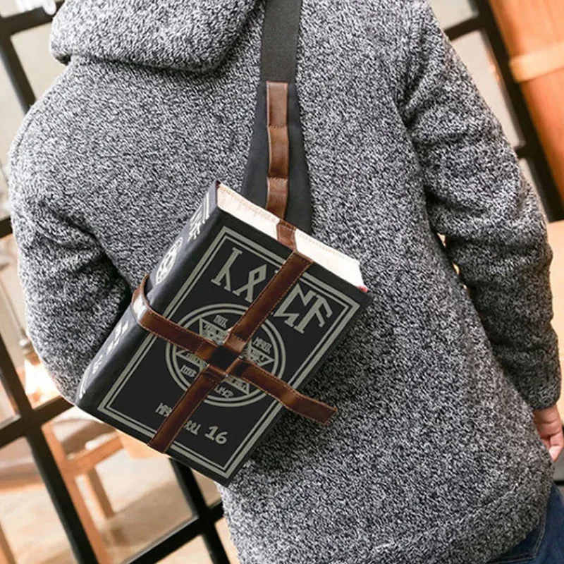 sac à bandoulière gothique en pu pour livre de sorts magiques, sac à dos tendance pour cosplay, réglable pour étudiants, nouveaux sacs à bandoulière rétro