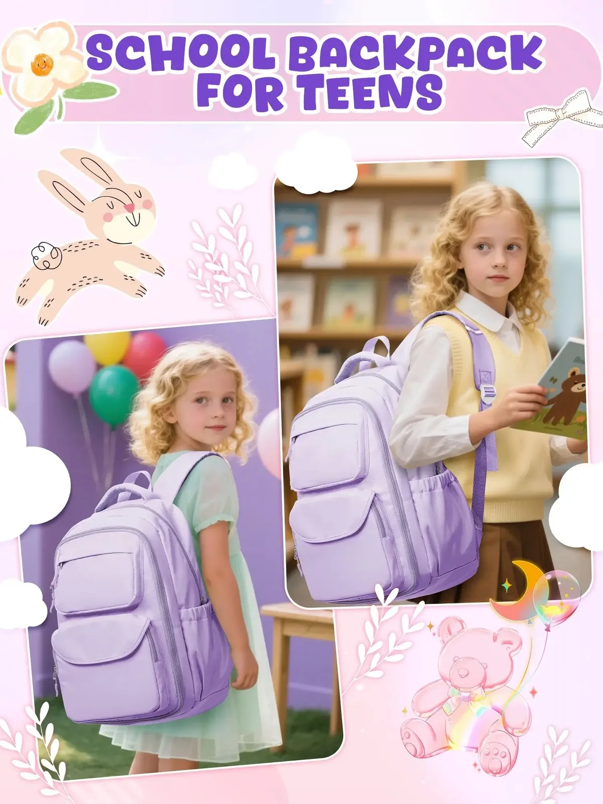 cartable de maternelle sac à bandoulière fille garçon bookbag enfants voyage sac à dos enfant sac à dos, adolescents collège lycée sac à dos