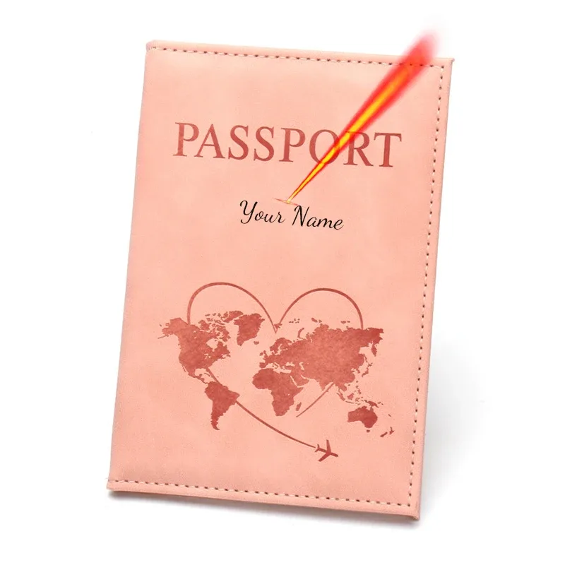 belle couverture de passeport de carte, portefeuille de voyage à la mode, organisateur de documents, passeport, nom personnalisé sur la protection du passeport