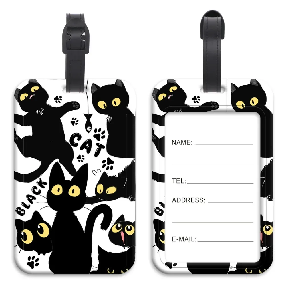 étiquette de bagage en plastique anti-perte, valise artistique, sac à dos, corde suspendue, porte-carte d'identité, porte-badge de chats mignons