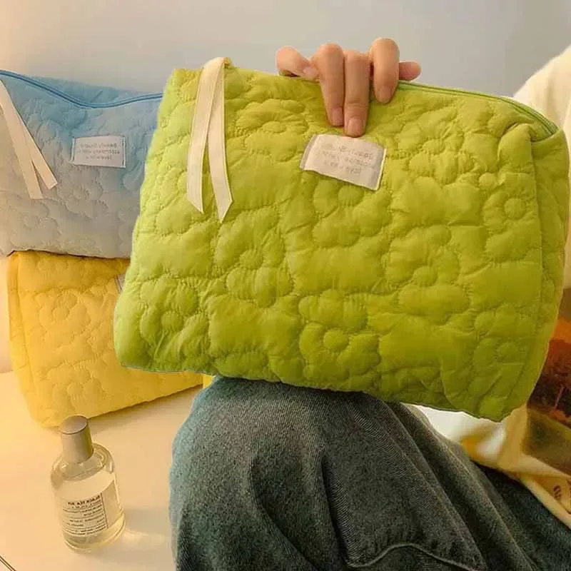 sac à cosmétiques à motif de fleurs douces, emballage de maquillage portable, présentoir, organisateur de rangement, grande capacité, pochette de lavage de voyage pour femmes