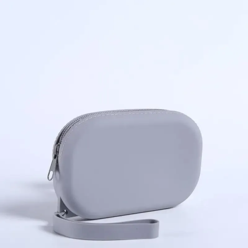 sac à fermeture éclair en silicone lisse pour écouteurs, portefeuille, organisateur de cosmétiques, porte-monnaie pour femmes et filles【smq】