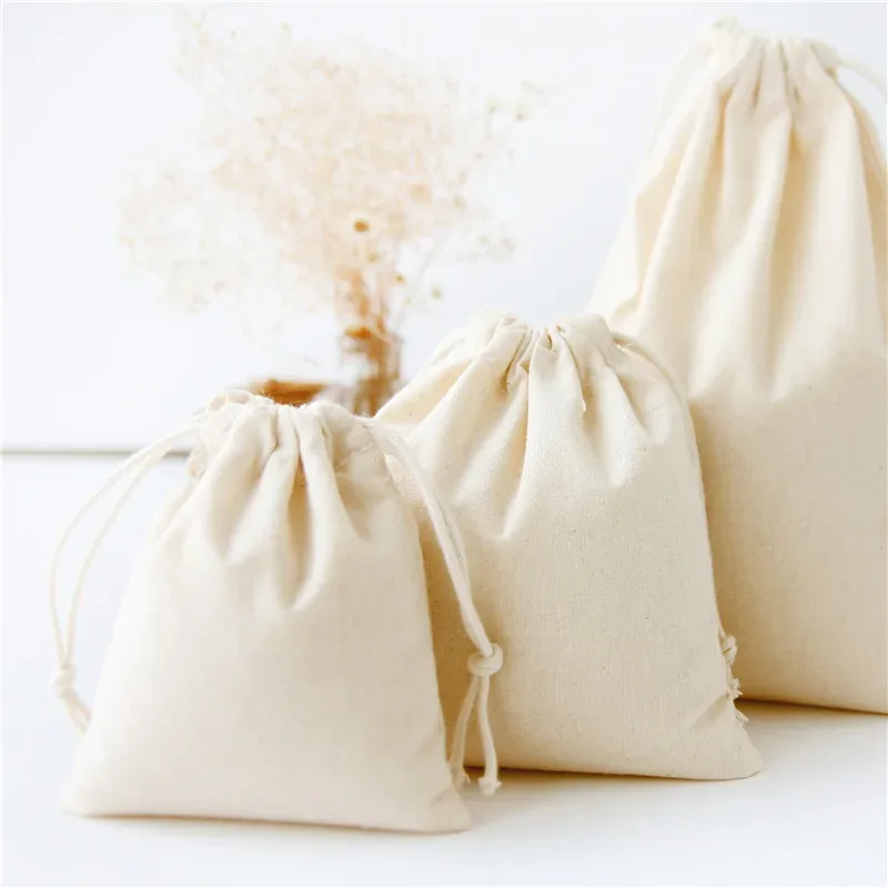 4 sacs en coton, pochettes cadeaux à cordon, sacs d'emballage pour cadeaux, sacs en lin pour bijoux, sacs de Noël et de mariage, sacs en toile de jute, DIY