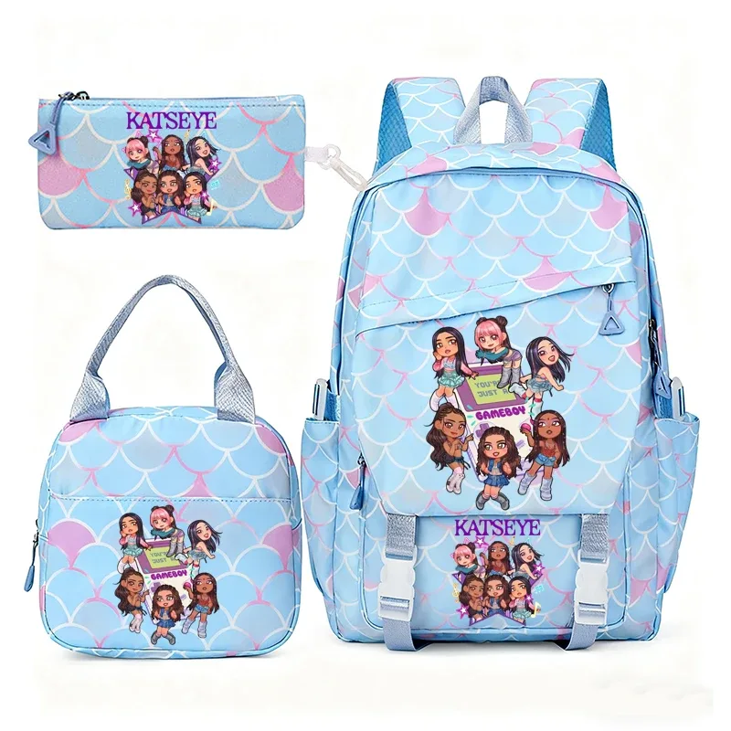 katseye musique sacs à dos pour filles garçons 3 pièces voyage haute capacité étudiants sacs d'école couleur fraîche ordinateur portable mochilas yk2