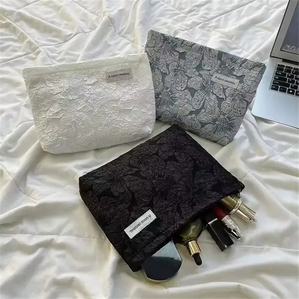 trousse de maquillage de grande capacité, haute apparence, sac à cosmétiques au design floral avancé, pochette de rangement simple pour femmes