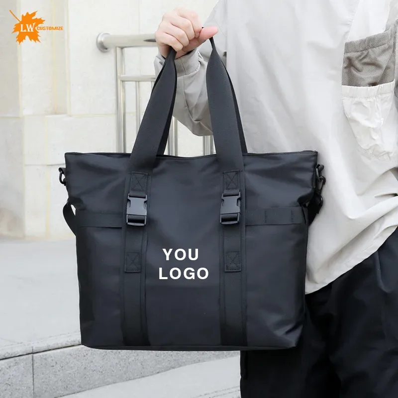 sac fourre-tout personnalisé avec logo pour hommes, sac à main à bandoulière simple, sac à bandoulière carré, sac de week-end, logo imprimé, nom d'image