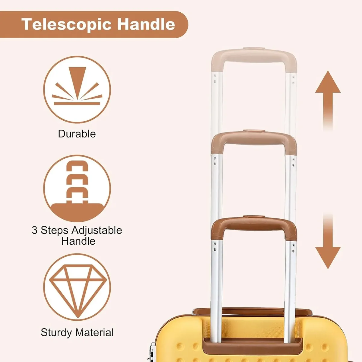 kono ensemble valises rigides 13 pouces trousse de maquillage et 20 pouces bagage cabine, trolley abs+pc serrure tsa roulettes 360° silencieuses