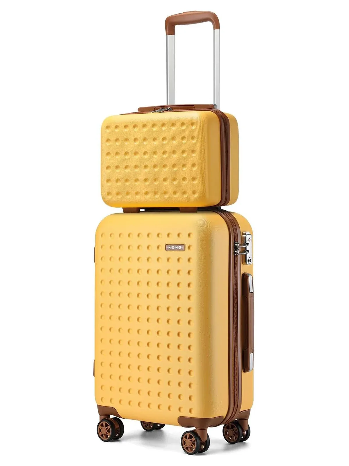kono ensemble valises rigides 13 pouces trousse de maquillage et 20 pouces bagage cabine, trolley abs+pc serrure tsa roulettes 360° silencieuses