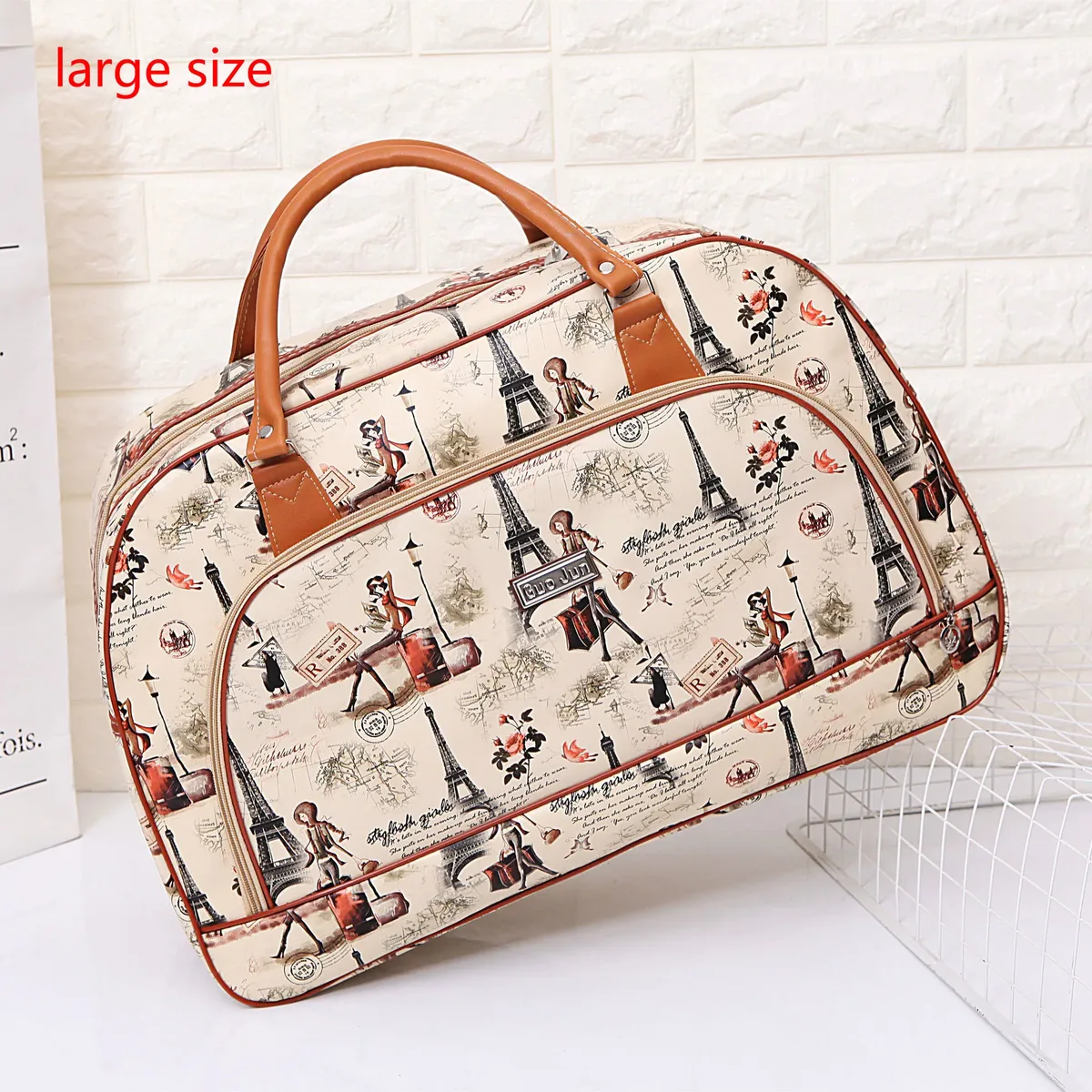 sac polochon de voyage en cuir pu pour femmes et hommes, sac de voyage étanche de grande capacité, sac de bagage multifonction à fermeture éclair, offre spéciale