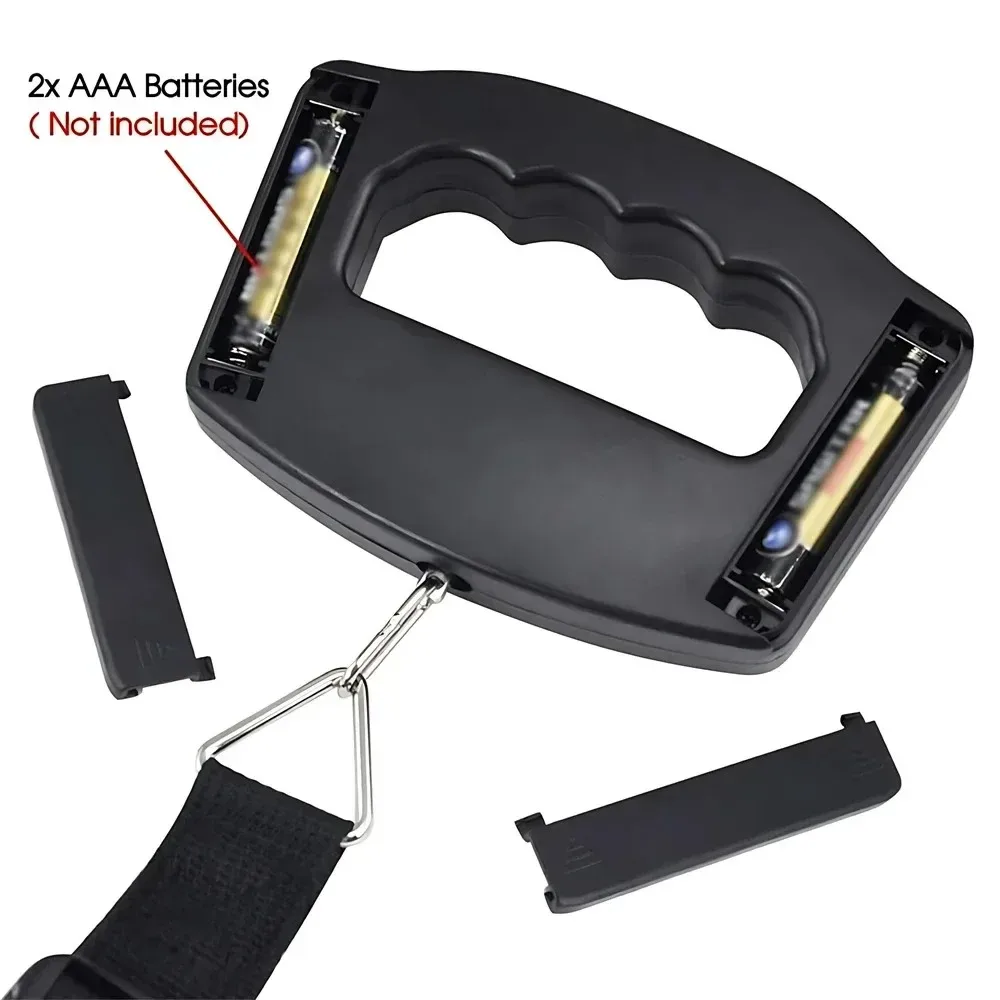 balance voyage numérique métallique noire lcd bleu suspension cordelette poignée ergonomique compact précision pesée utilitaire travail sport camping