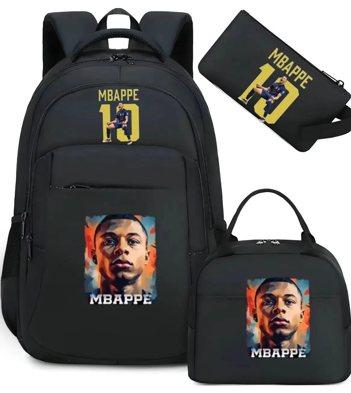 sac à dos m-mbappe camouflage 3 pièces, sacs d'école pour ordinateur portable, pour garçons et filles, sacs de voyage décontractés pour femmes et hommes, mochila