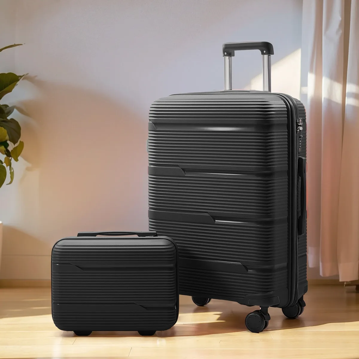 valise de voyage à roulettes, valise d'embarquement à main, ensemble de cabine avec étui à cosmétiques, roues tournantes, valise à roulettes de voyage, 13 ", 20"