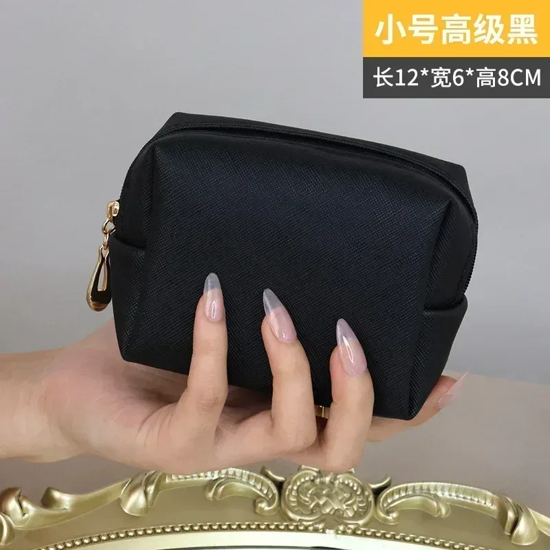 sacs à cosmétiques en cuir pu avec fermeture éclair pour femme, trousse de maquillage, étui à rouge à lèvres, trousses de toilette étanches, petit et grand, mode féminine, 1pc