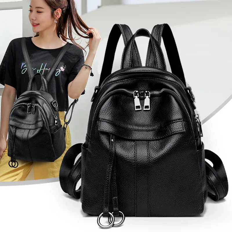 sac à dos en cuir véritable de haute qualité, sac à dos de voyage de luxe pour femmes, sac à dos en cuir de vache souple, nouveau sac à dos d'école à la mode pour femmes