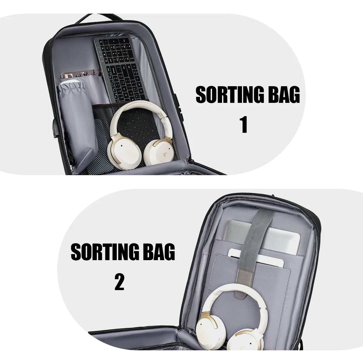 sac à dos d'ordinateur extensible pour hommes, grande capacité, voyage d'affaires, sac à bagages, jeu de sports électroniques, coque rigide